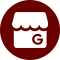 A red and white icon with the letter g