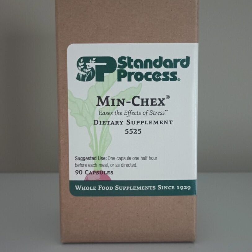 A box of standard process min-chex supplement