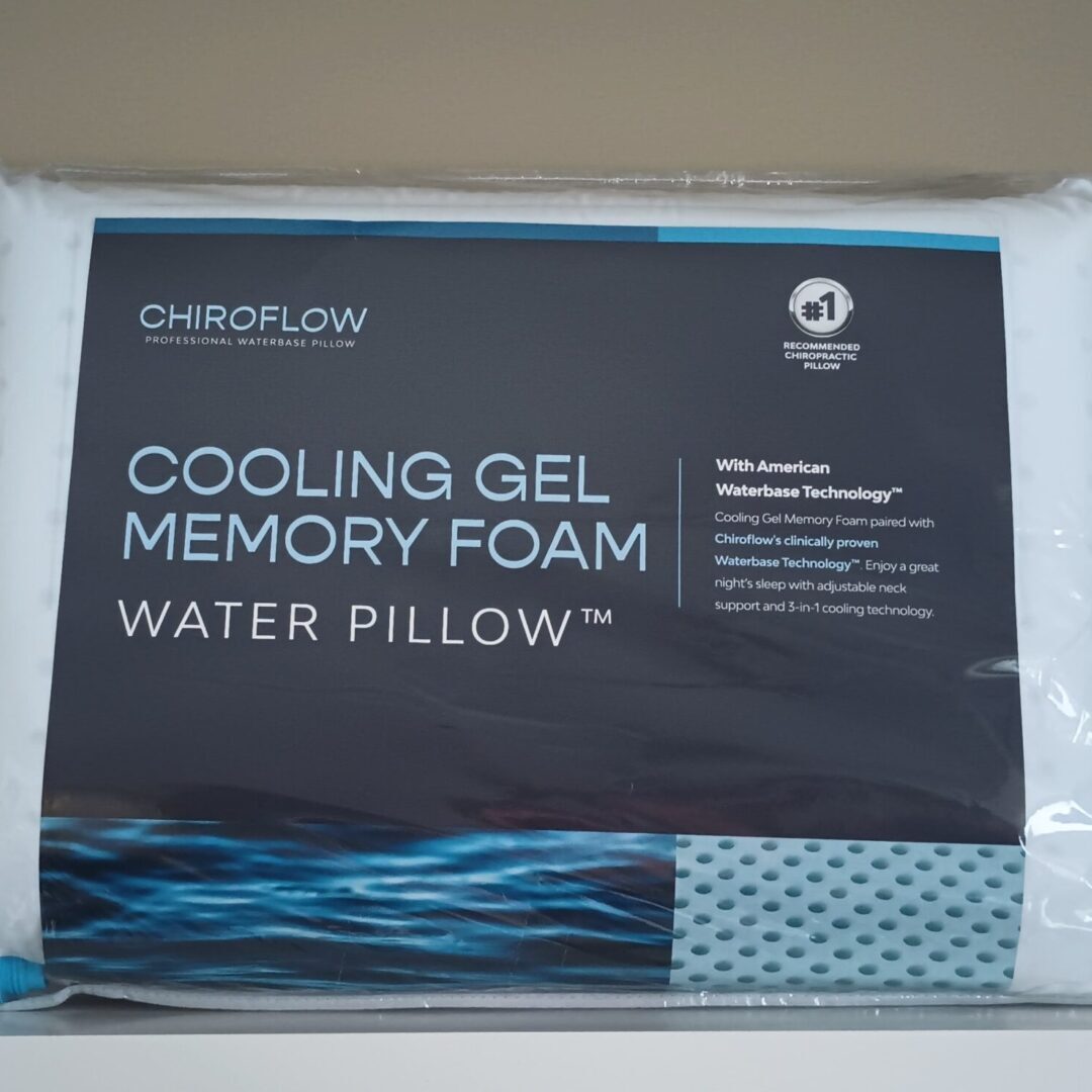 A package of cooling gel memory foam water pillow.